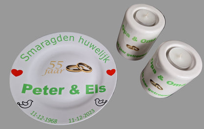 55 jaar Trouwdag cadeau Smaragden huwelijk Rood - Gepersonaliseerd Cadeau - In-house Geborduurd