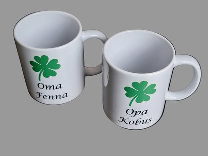 Mok voor Opa en Oma met Naam - Gepersonaliseerd Cadeau - In-house Geborduurd
