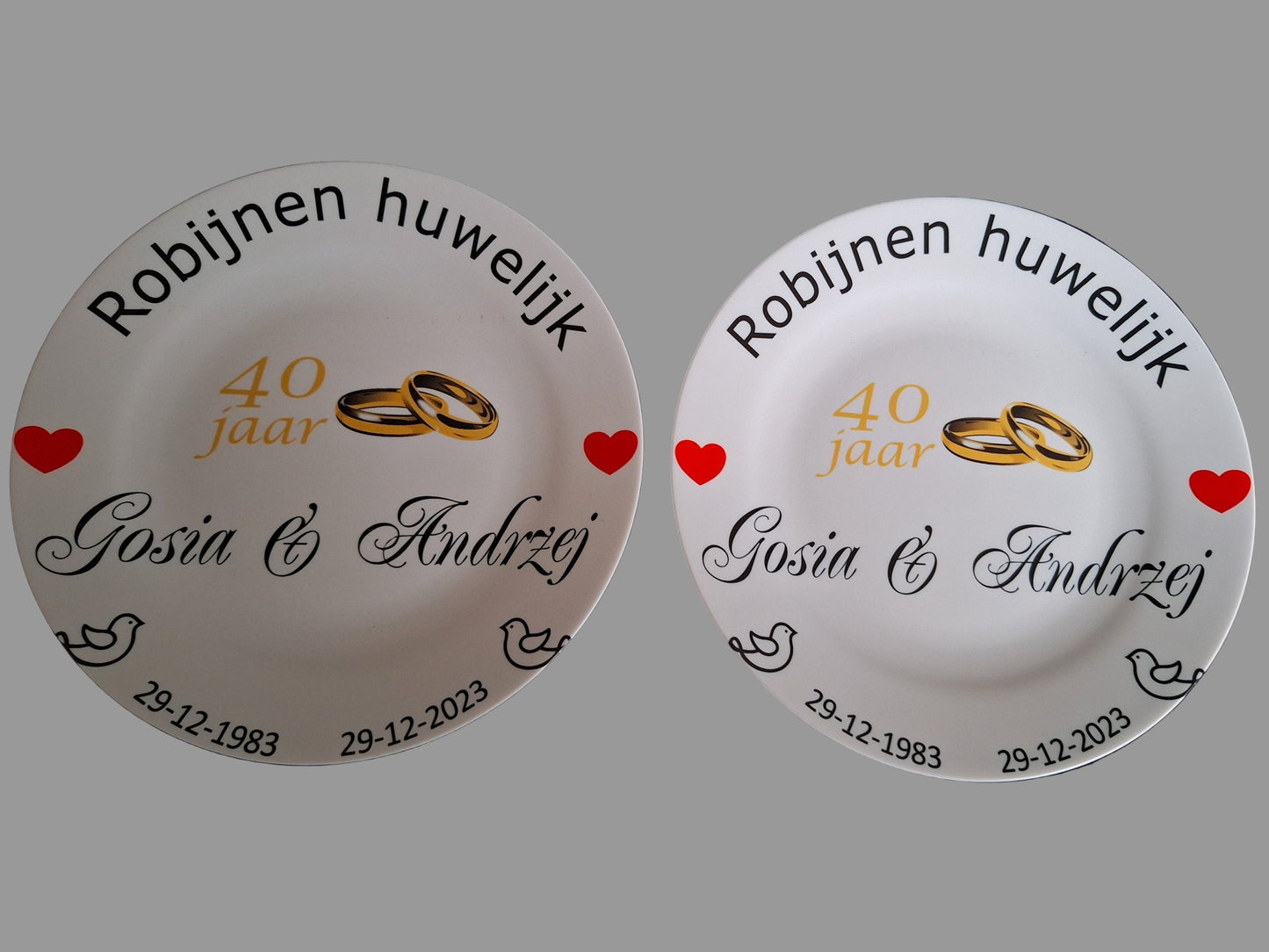 40 jaar Trouwdag cadeau Robijnen huwelijk Rood - Gepersonaliseerd Cadeau - In-house Geborduurd