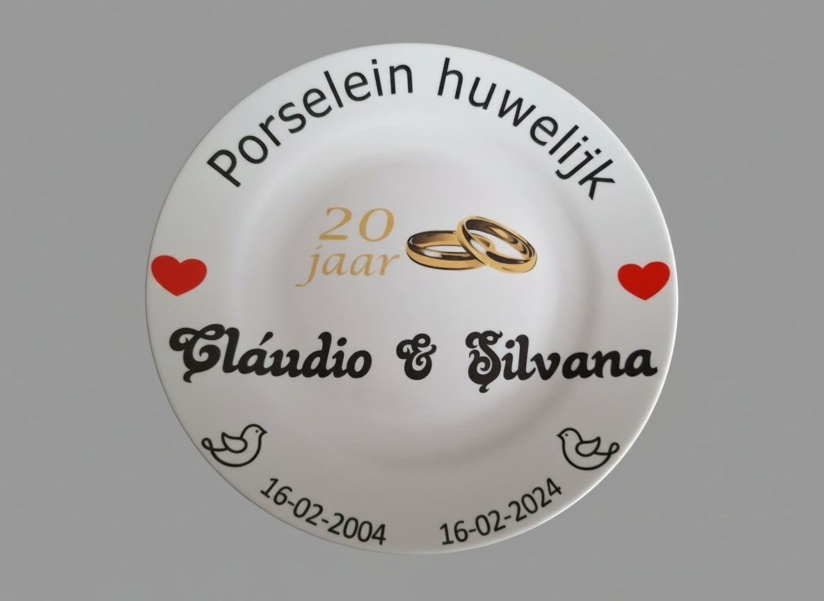 20 jaar Trouwdag cadeau Porselein huwelijk