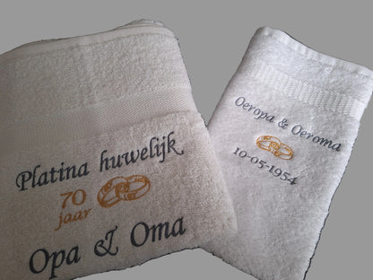 Platina huwelijk cadeau | 70 jaar getrouwd - Gepersonaliseerd Cadeau - In-house Geborduurd