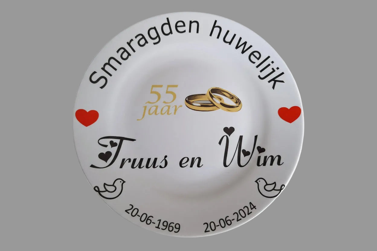 55 jaar Trouwdag cadeau Smaragden huwelijk Rood - Gepersonaliseerd Cadeau - In-house Geborduurd