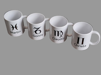 Koffiemok met Naam en Sterrenbeeld - Gepersonaliseerd Cadeau - In-house Geborduurd