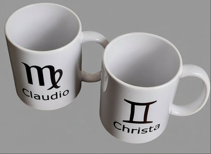 Koffiemok met Naam en Sterrenbeeld - Gepersonaliseerd Cadeau - In-house Geborduurd