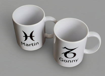Koffiemok met Naam en Sterrenbeeld - Gepersonaliseerd Cadeau - In-house Geborduurd