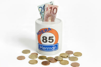 Spaarpot met Naam en Leeftijd -  Verkeersbord cadeau