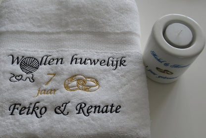 Wollen huwelijk cadeau | 7 jaar getrouwd - Gepersonaliseerd Cadeau - In-house Geborduurd