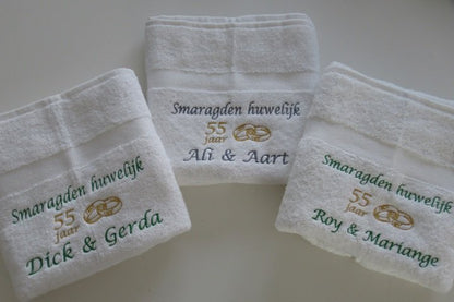 Smaragden huwelijk cadeau | 55 jaar getrouwd - Gepersonaliseerd Cadeau - In-house Geborduurd