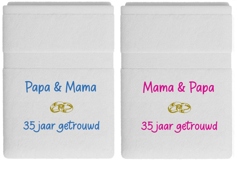 Papa en Mama 35 jaar getrouwd – trouwdag cadeau ouders - Borduurkado