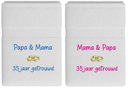Papa en Mama 35 jaar getrouwd – trouwdag cadeau ouders - Borduurkado