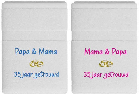 Papa en Mama 35 jaar getrouwd – trouwdag cadeau ouders - Borduurkado