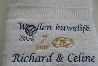Wollen huwelijk cadeau | 7 jaar getrouwd - Gepersonaliseerd Cadeau - In-house Geborduurd