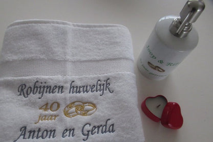 Robijnen huwelijk cadeau | 40 jaar getrouwd - Gepersonaliseerd Cadeau - In-house Geborduurd