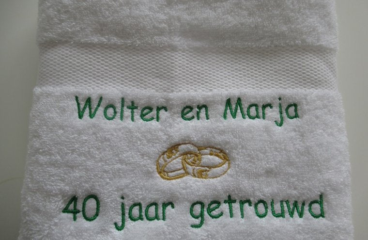 40 jaar getrouwd cadeau met namen - Gepersonaliseerd Cadeau - Geborduurd