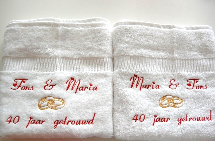 40 jaar getrouwd cadeau met namen - Gepersonaliseerd Cadeau - In-house Geborduurd