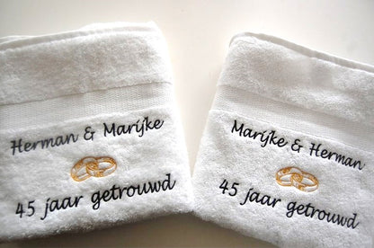 45 jaar getrouwd cadeau met namen - Gepersonaliseerd Cadeau - In-house Geborduurd