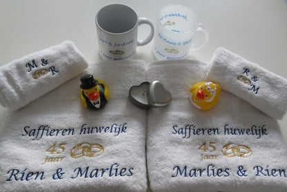Saffieren huwelijk cadeau | 45 jaar getrouwd -