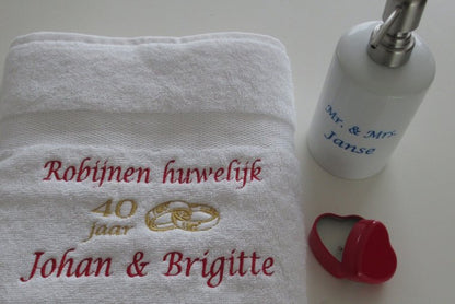 Robijnen huwelijk cadeau | 40 jaar getrouwd - Gepersonaliseerd Cadeau - In-house Geborduurd