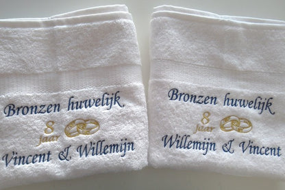Bronzen huwelijk cadeau | 8 jaar getrouwd - Gepersonaliseerd Cadeau - In-house Geborduurd