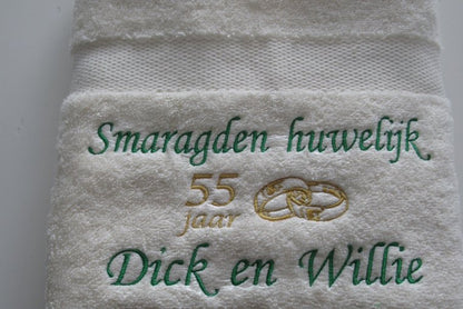 Smaragden huwelijk cadeau | 55 jaar getrouwd - Gepersonaliseerd Cadeau - In-house Geborduurd