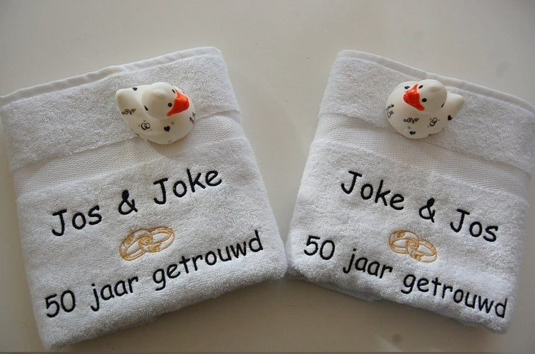 50 jaar getrouwd cadeau met namen - Gepersonaliseerd Cadeau -Geborduurd