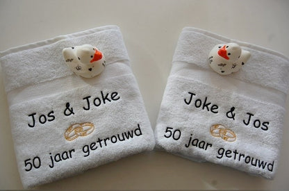 50 jaar getrouwd cadeau met namen - Gepersonaliseerd Cadeau -Geborduurd