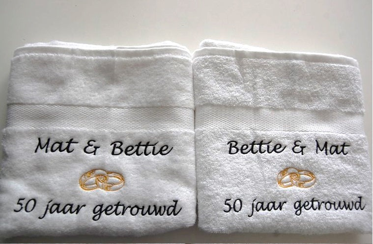 50 jaar getrouwd cadeau met namen - Gepersonaliseerd Cadeau - In-house Geborduurd