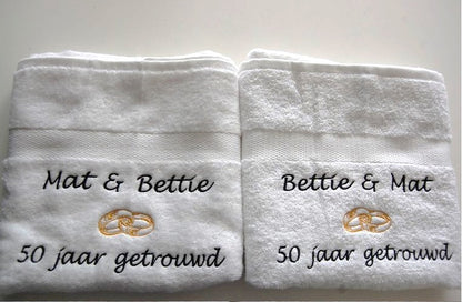 50 jaar getrouwd cadeau met namen - Gepersonaliseerd Cadeau - In-house Geborduurd