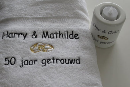50 jaar getrouwd cadeau met namen - Gepersonaliseerd Cadeau - In-house Geborduurd