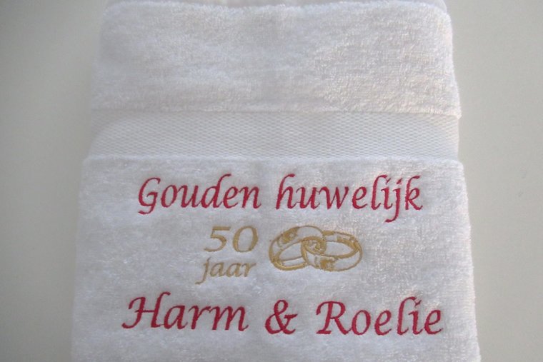 Gouden huwelijk cadeau | 50 jaar getrouwd | Gepersonaliseerd Cadeau | Borduurkado