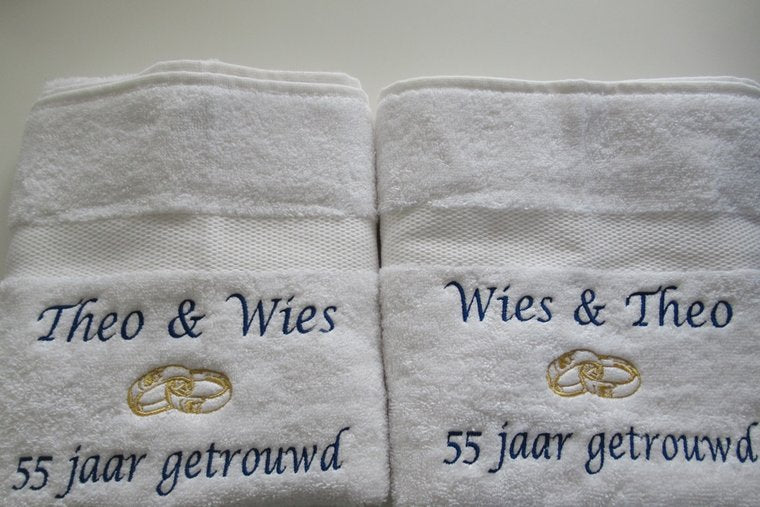 50 jaar getrouwd cadeau met namen - Gepersonaliseerd Cadeau - Geborduurd