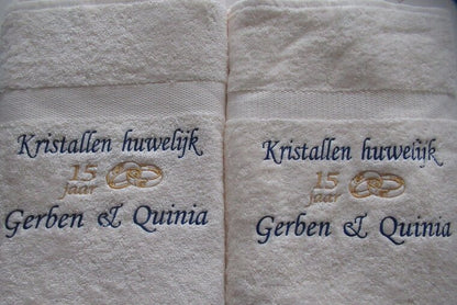 Kristallen huwelijk cadeau | 15 jaar getrouwd - Gepersonaliseerd Cadeau - In-house Geborduurd