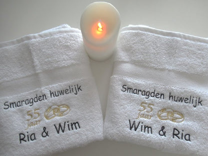 Smaragden huwelijk cadeau | 55 jaar getrouwd - Gepersonaliseerd Cadeau - In-house Geborduurd