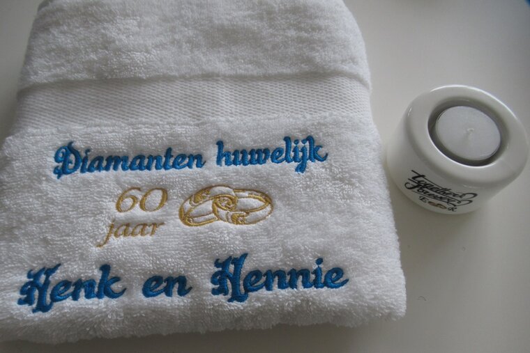 Diamanten huwelijk cadeau | 60 jaar getrouwd - Gepersonaliseerd Cadeau - In-house Geborduurd
