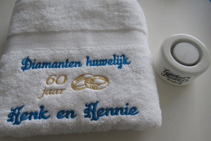 Diamanten huwelijk cadeau | 60 jaar getrouwd - Gepersonaliseerd Cadeau - In-house Geborduurd