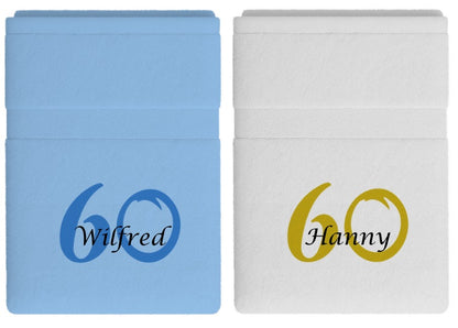 60 jaar cadeau met naam en leeftijd - Gepersonaliseerd Cadeau  Geborduurd