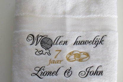 Wollen huwelijk cadeau | 7 jaar getrouwd - Gepersonaliseerd Cadeau - In-house Geborduurd