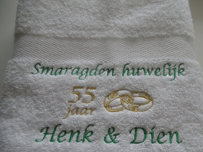 Smaragden huwelijk cadeau | 55 jaar getrouwd - Gepersonaliseerd Cadeau - In-house Geborduurd