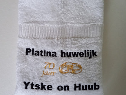 Platina huwelijk cadeau | 70 jaar getrouwd - Gepersonaliseerd Cadeau - In-house Geborduurd