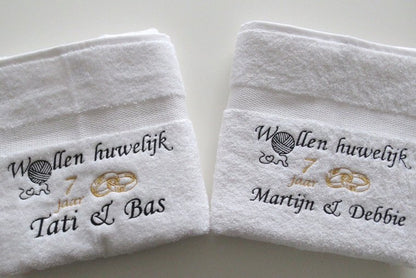 Wollen huwelijk cadeau | 7 jaar getrouwd - Gepersonaliseerd Cadeau - In-house Geborduurd
