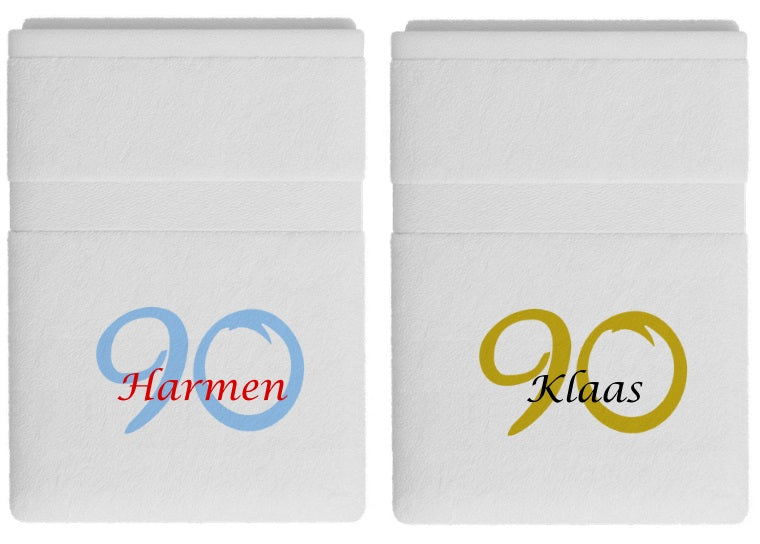 90 jaar cadeau met naam en leeftijd - Gepersonaliseerd Cadeau - Geborduurd