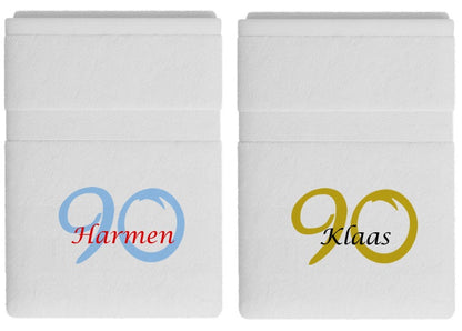 90 jaar cadeau met naam en leeftijd - Gepersonaliseerd Cadeau - Geborduurd