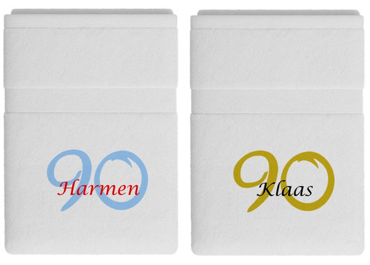 90 jaar cadeau met naam en leeftijd - Gepersonaliseerd Cadeau - Geborduurd