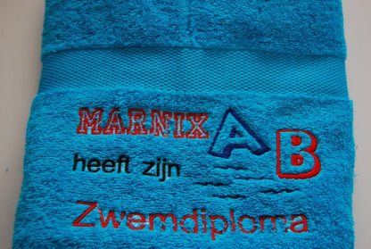 Zwemdiploma ABC cadeau met Naam - Gepersonaliseerd Cadeau - In-house Geborduurd