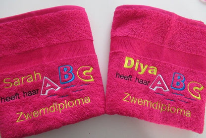 Zwemdiploma ABC cadeau met Naam - Gepersonaliseerd Cadeau - In-house Geborduurd