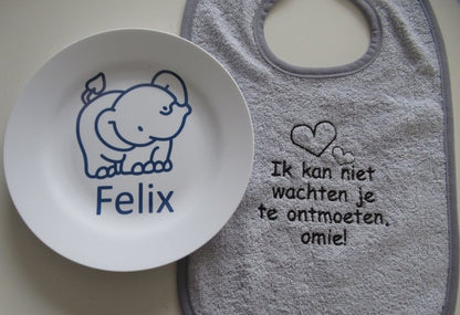 Kinderbordje met Naam en Afbeelding - Gepersonaliseerd Cadeau - In-house Geborduurd