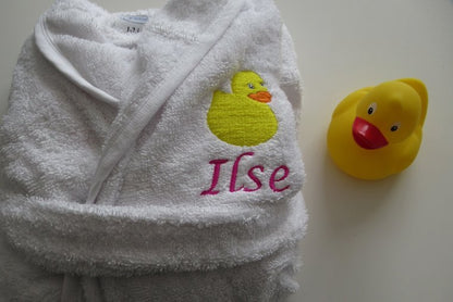 Badjas met eigen afbeelding of geboortekaartje - Gepersonaliseerd Cadeau - In-house Geborduurd
