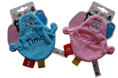Barbapapa knuffeldoek met naam | Roze of blauwe Blauw - Gepersonaliseerd Cadeau - In-house Geborduurd