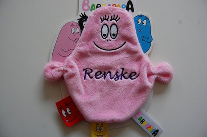 Barbapapa knuffeldoek met naam | Roze of blauwe Blauw - Gepersonaliseerd Cadeau - In-house Geborduurd