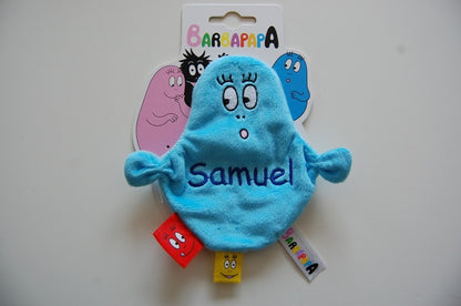 Barbapapa knuffeldoek met naam | Roze of blauwe Blauw - Gepersonaliseerd Cadeau - In-house Geborduurd
